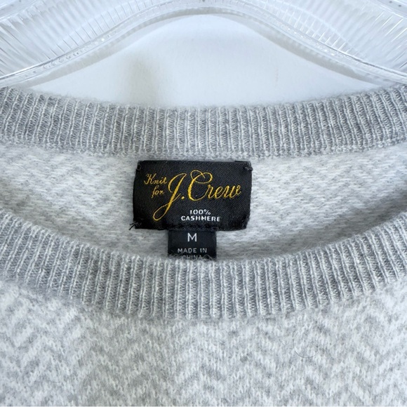 J Crew Cashmere Herringbone Jacquard Crewneck Sweater Men’s Size M Quiet Luxury - Picture 8 of 14